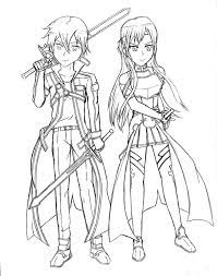 Just click on any picture below to get to the online coloring page and the printable coloring page. Kirito And Asuna From Sword Art Online Coloring Page Free Printable Coloring Pages For Kids