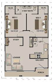 635 Sq Feet Or 59 8 M2 Hamptons Style 2 Bedroom Granny Flat Etsy In 2020 Small House Design Tiny House Floor Plans House Plans