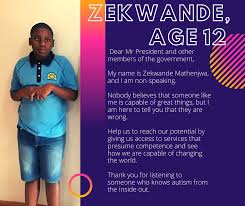 Non Speaking Autistic Young South African Sent Special Letter To President