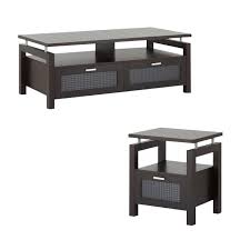 Southern enterprises arcklid coffee table in black, gold, and white. Tayler 2 Piece Storage Coffee Table And End Table Set In Espresso Walmart Com Walmart Com