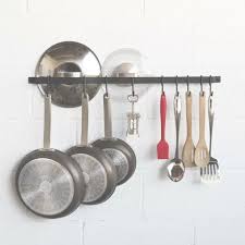 Casto Iron Rail Wall Mounted Pot Rack In 2020 Pot Rack Lid Storage Kitchen Rails