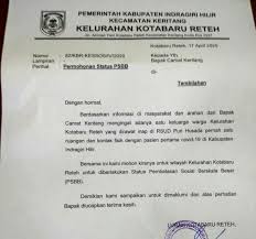 Apr 23, 2019 · contoh sambutan ketua panitia di setiap acara yang sedang kalian adakan pasti ada sambutan sambutannya begitu juga dengan sambutan ketua panitia yang menyelenggarakan jika anda baru pertama kali mengadakan acara dan harus mengisi sambutan sebagai ketua panitia tentu stres kecil nerves gugup dan lain sebagainya akan bercampur aduk. Muncul Surat Permohonan Status Psbb Di Kelurahan Kota Baru Reteh Ini Alasannya