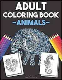 A magnificien elephant drawn with zentangle patterns. Adult Coloring Book Animals Blue Elephant Mammoth Glossy Cover 30 Animal Mandala Coloring Pages 8 5x11 Life Max Amazon De Books