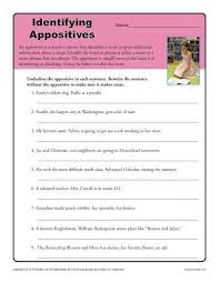 Identify The Appositives Printable Appositive Worksheets Teaching Vocabulary Worksheets Literacy Worksheets
