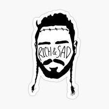 Post Malone Stickers Post Malone Black And White Drawing Simplistic Tattoos