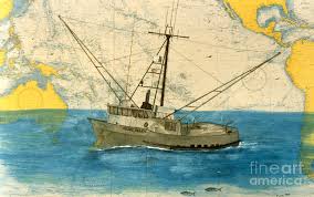 Nicole Marie Tuna Fishing Boat Cathy Peek Nautical Chart Map Art