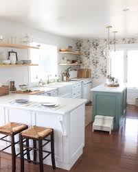 Beautiful Kitchen Reno White Cabinets Mixed With The Minty Green Blue Really Pop Against The Black And Wh Kitchen Decor Kitchen Wallpaper Kitchen Inspirations