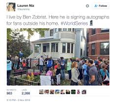 It was as if he always knew that he was meant to play baseball. World Series Mvp Ben Zobrist Had An Impromptu Autograph Session Outside His House For The Win Scoopnest