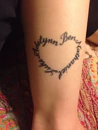 My Ankle Heart Tattoo With Kids Names Heart Tattoos With Names Tattoos With Kids Names Kid Name Tattoo