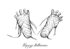 Complete the mummy's legs and feet. Hand Drawn Of Mummy Feets For Halloween Celebration Drawing By Iam Nee