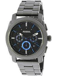 fossil mens machine fs4931 grey stainless steel plated fashion watch