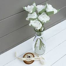 Lace anniversary oak initials artwork. Handmade Lace Anniversary Flowers With Engraved Tag By Little Foundry Notonthehighstreet Com