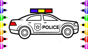 Let's paint a police car colouring page in different colors! Police Car Drawing Easy For Kids Novocom Top
