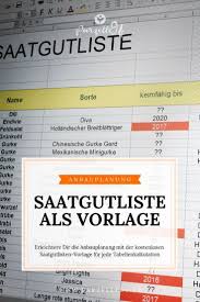 Meine Kostenlose Vorlage Fur Eine Eigene Saatgut Liste Fur Fast Jede Tabellenkalkulation Bringt Ordnung Und Ubersicht I Vorlagen Tipps Und Tricks Blumensamen