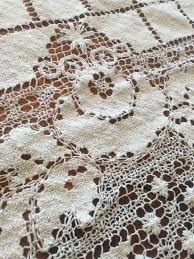 Made with crochet cotton thread size 10 and size 7 steel crochet hook. Art Collectibles Fiber Arts Vintage Filet Lace Table Cloth