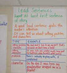 Anchor Chart For Lead Sentences Writing Anchor Charts Math Anchor Charts Anchor Charts