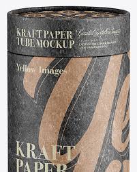 Download Close Kraft Paper Tube Mockup In Tube Mockups On Yellow Images Object Mockups PSD Mockup Templates
