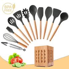 Maybe you would like to learn more about one of these? Silicone Wooden Handle Kitchen Tool Non Stick Spatula Tool Set Cooking Utensils Kitchen Tool Kitchen Dining Home Urbytus Com
