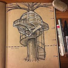 Heres A Great Futuristic Treehouse Design By Rich Orsini Orsinidesigns Standing At Nearly 40 Feet Tall Im Cityscape Drawing Tree House Designs Tree House