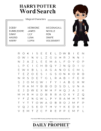 Entice your children to solve some word search game about harry potter. Harry Potter Word Search Magical Characters The Daily Prophet