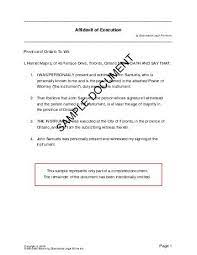 The acknowledgment form is one type of notarial certificate. Affidavit Of Execution Canada Legal Templates Agreements Contracts And Forms