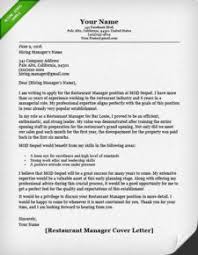 Cover letter examples for restaurant job. Restaurant Manager Cover Letters Citem
