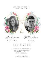Sketchy Floral Double Photo Wedding Invitation Template Greetings Island Photo Wedding Invitations Free Wedding Invitation Templates Wedding Invitation Templates