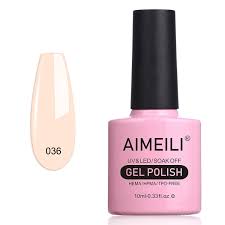 Amazon.com: AIMEILI Soak Off U V LED Nude Gel Nail Polish - Soft Peach Pink  (036) 10ml : Beauty & Personal Care