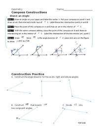 For each angle, there exists a line that partitions the edge into these worksheets explain how to bisect an angle. Compass Construction Bisect An Angle Angle Bisector By Tara Murphy