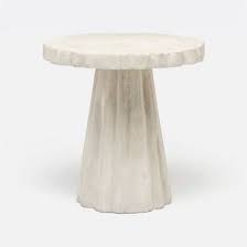Scalloped Concrete Side Table Mecox Gardens Side Table Round Entry Table Lounge Chair Outdoor