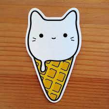 ice cream cat 3 5 vinyl sticker cute kawaii junk food illustration decal sticker cute vinyl sticker sticker cute kawaii