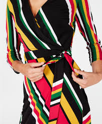 Inc Striped Wrap Dress Created For Macy S Wrap Dress Review Dresses Womens Dresses