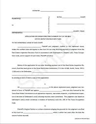 Application For Order Directing Payment Out Of The Real Estate Inspection Recovery Fund Trec
