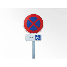 450 mm, 650 mm, 850 mm. Kit Panneau De Prescription B6d Et Panonceau M6h Arret Et Stationnement Interdit Sauf Ayant Droit