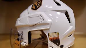 Vegas golden knights dueling hockey puck washington capitals vs. Panthers Golden Knights Add Special Symbol Of Florida Vegas Strong Sticker To Their Helmets Article Bardown
