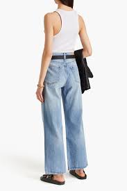 RAG & BONE Logan hoch sitzende Jeans mit weitem Bein in Distressed-Optik