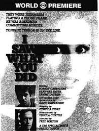 But when they call adrian lancer who has some mental problems, and say i saw what you did, they ignite a human. I Saw What You Did 1988 Fred Walton Synopsis Characteristics Moods Themes And Related Allmovie