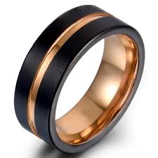 Classic 8mm Tungsten Carbide Ring Rose Gold Black Colorfast Anallergic Engagement Rings For Men