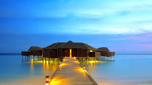 Lights, night, maldives, pier, lamps, tropical, resort wallpaper (photos, pictures). Beautiful Wallpaper Maldives