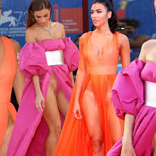 Giulia salemi and dayane mello left very little to the imagination in orange and pink dresses that had such high slits that every time they walked, we got a full frontal. Most Embarrassing Red Carpet Dresses Ever Italian Models Stun Onlookers At Venice Film Festival As They Suffer Almighty Wardrobe Malfunction Mirror Online