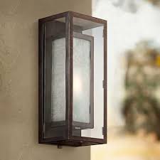 Double Box 15 1 2 High Frosted Glass And Bronze Wall Light W8903 Lamps Plus Wall Lights Outdoor Ceiling Lights Outdoor Light Fixtures