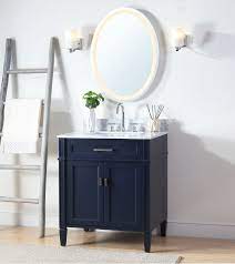 Navy blue single vanity base size: 30 Tennant Brand Durand Navy Blue Bathroom Sink Vanity Blue Bathroom 30 Inch Bathroom Vanity Bathroom Decor
