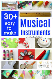 For this instrument, you will need a cardboard toilet roll tube, a rubber band, wax coated paper, some paint, and a hole punch. Easy To Make Instruments For Music And Movement Preschool Toolkit