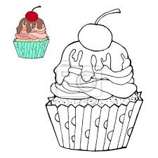 Das magische einhorn malbuch fur kinder ab 4 jahren cherry. Malvorlage Mit Einem Kuchen Farbversion Fototapete Fototapeten Cupcake Keks Farben Myloview De