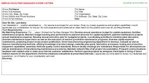 Facilities Manager Cover Letter