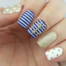 He armado para ti la colección de ✅ imágenes de uñas azules ✅ mas lindas!. Marineras Rayas Azul Blanco Puntos Nautical Nails Beach Nails Anchor Nail Art