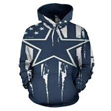 Unisex Polyester Blend Pullover Hoodie Featuring A Distinct Distressed Dallas Cowboys Us Flag Logo Print All Over Dallas Cowboys Dallas Cowboys Hoodie Hoodies