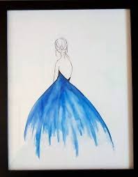 Art Drawing Easy Black And White Wall Painting Watercolor Painting Girl Blue Black And White Simple Frame Wall Art Home Decor Gift 11x14 Hand Painte Easy Paintings Middle School Art Projects Painting Frames