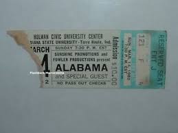 Details About Alabama Concert Ticket Stub 1982 Hulman Center Isu Very Rare Terra Haute Indiana