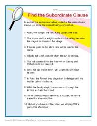 Find The Subordinate Clause Sentence Structure Worksheets Subordinating Conjunctions Sentence Structure Dependent Clause